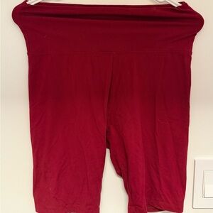 Red High-Waisted Biker Shorts